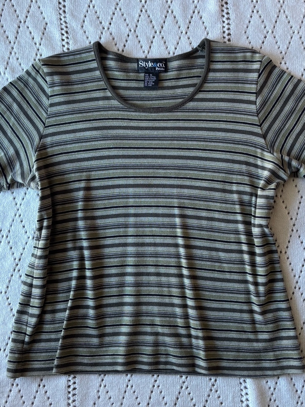 Vintage Style & Co Petite Earth Tone Striped Tee